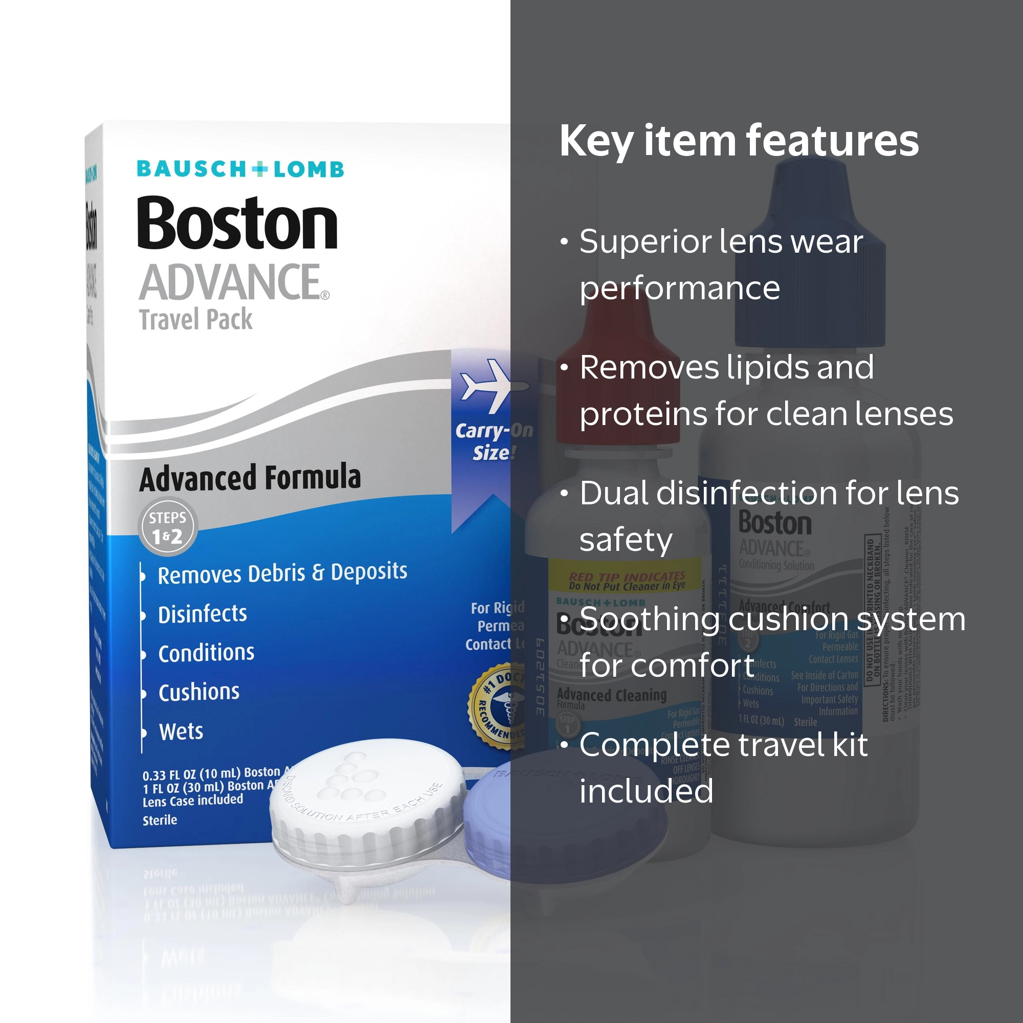 Bausch + Lomb Boston Advance Formula Travel Pack, Cleaner and