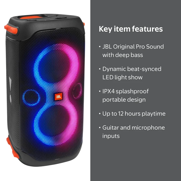 JBL, PartyBox 110 Portable Bluetooth Speaker, Black, One Size