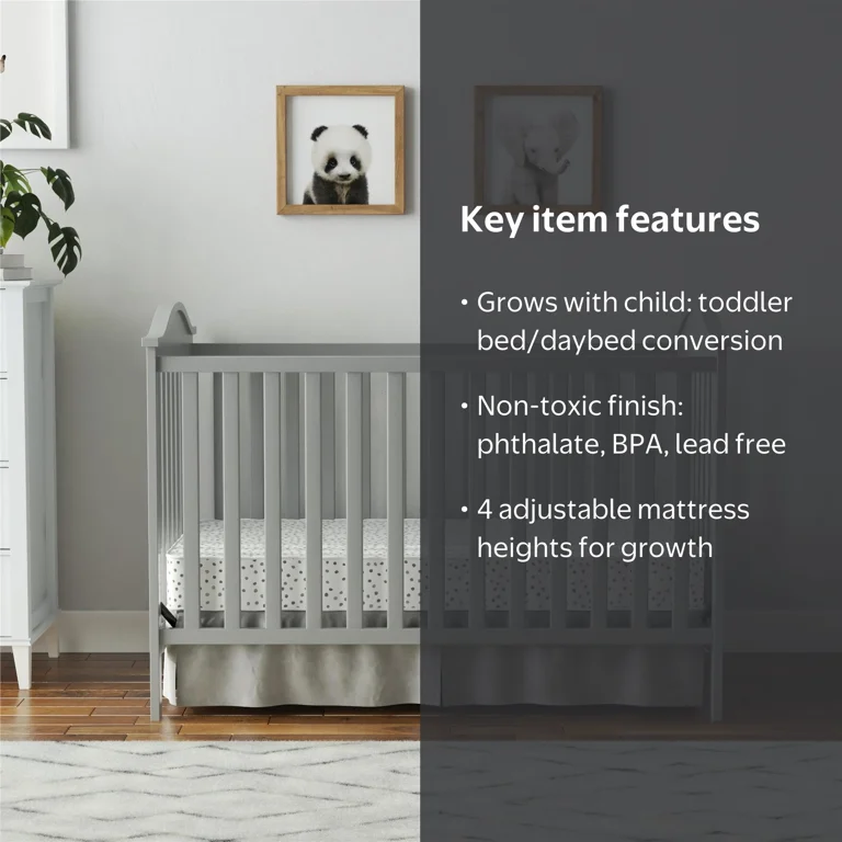 Baby Relax Adele 3-in-1 Convertible Crib, Light Gray - Walmart.com
