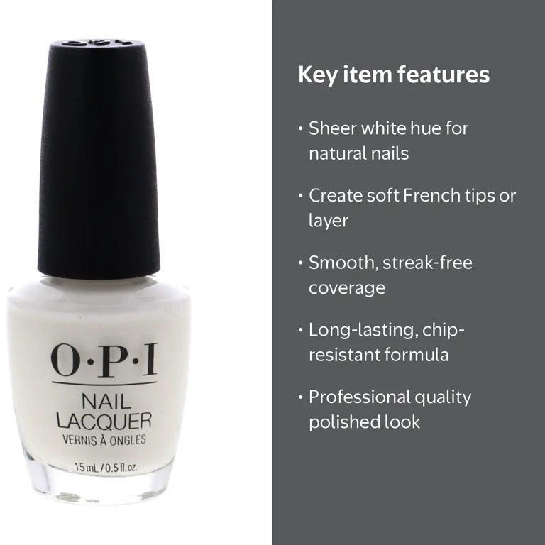 OPI Nail Polish, Funny Bunny H22, Sheer White, Glossy Finish, 0.5