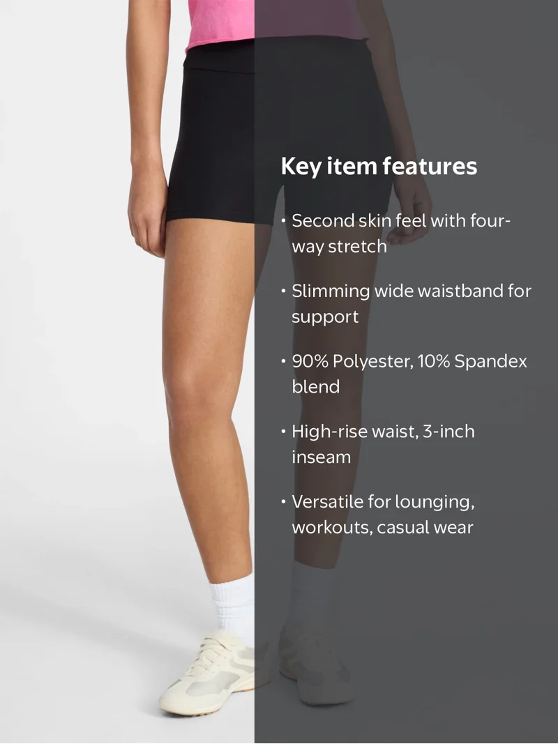 No Boundaries Shorty Shorts, 3'' Inseam, Women's XXS/XS-XXL/1X