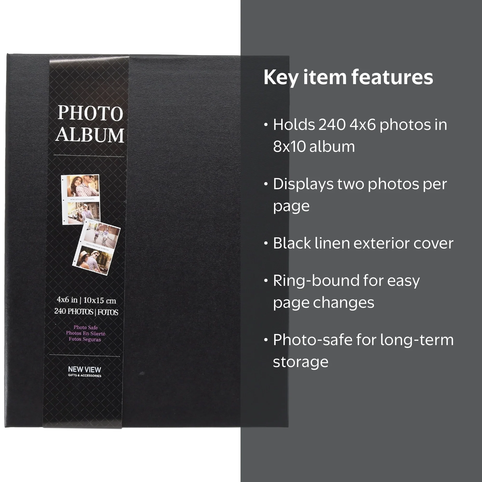 New View Gifts 8 x 10 Black Linen Photo Album, Holds 240 - 4