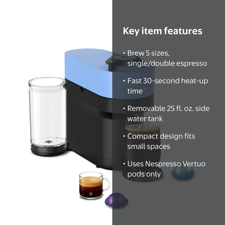 Nespresso, Coffee and Espresso Machine, Vertuo Pop+ Pacific Blue