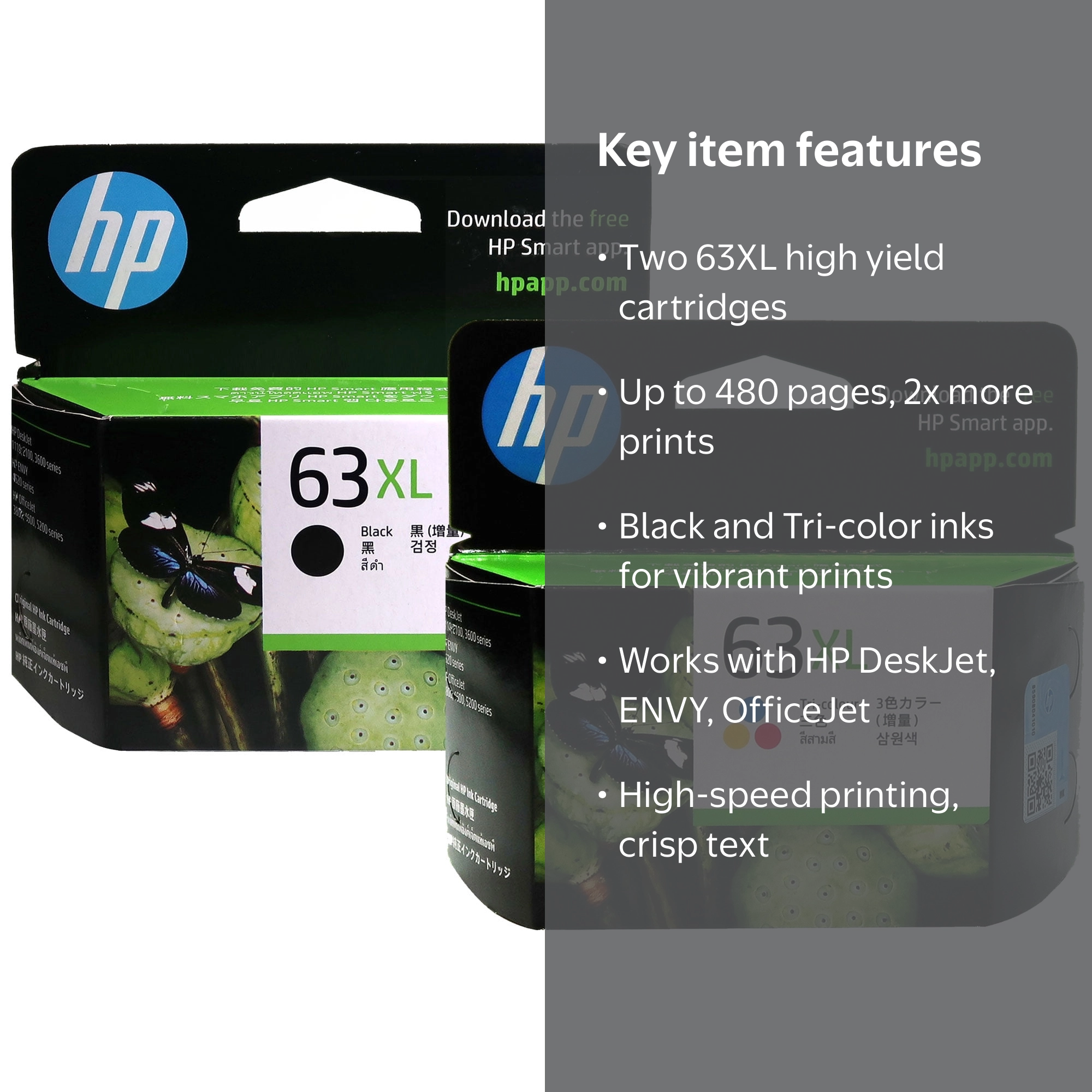 HP 63XL 純正インク増量Black x1 Tri-colorx2 HP 63XL High Yield Original Ink Cartridge Black and Tri-color Pack
