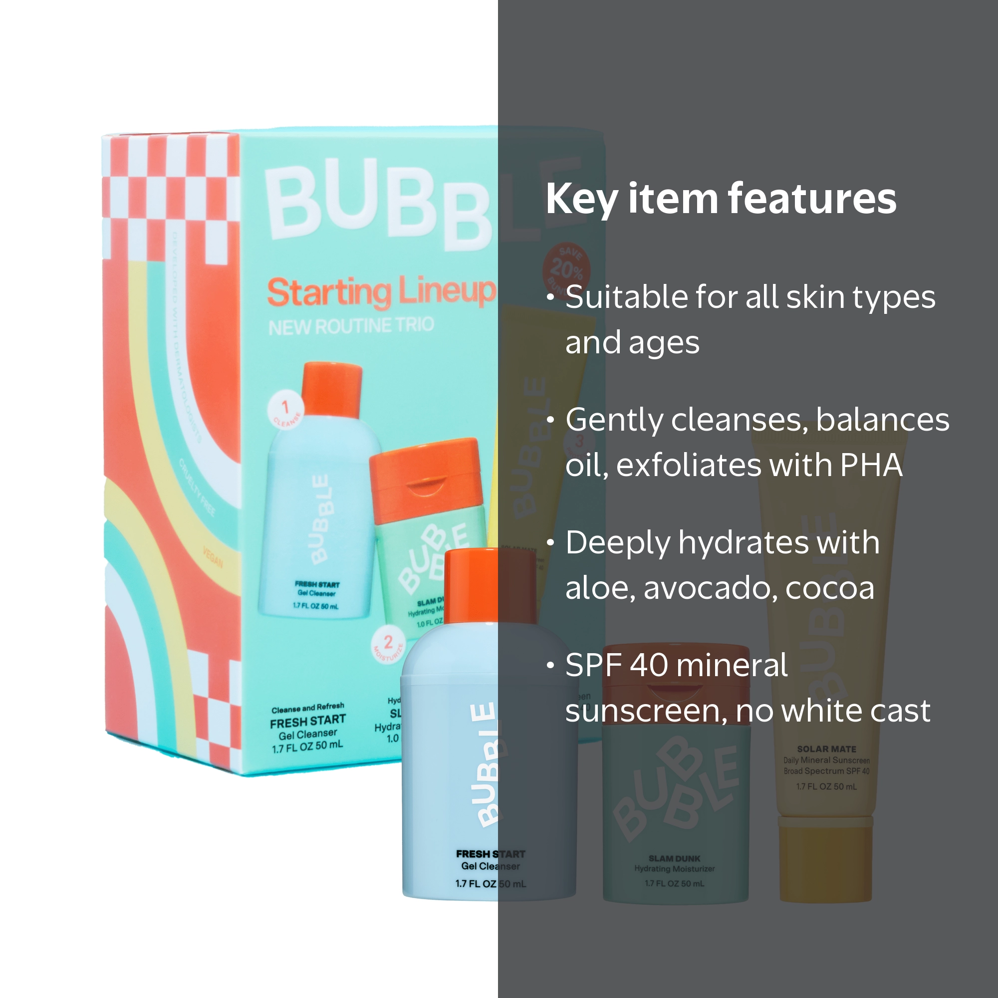 Bubble Skincare Starting Lineup New Routine Lineup, Set of Three