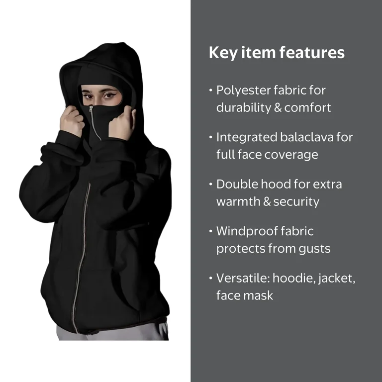Womens Zip Up Hoodies Sevevn Women's Balaclava Hoodie Zip Up