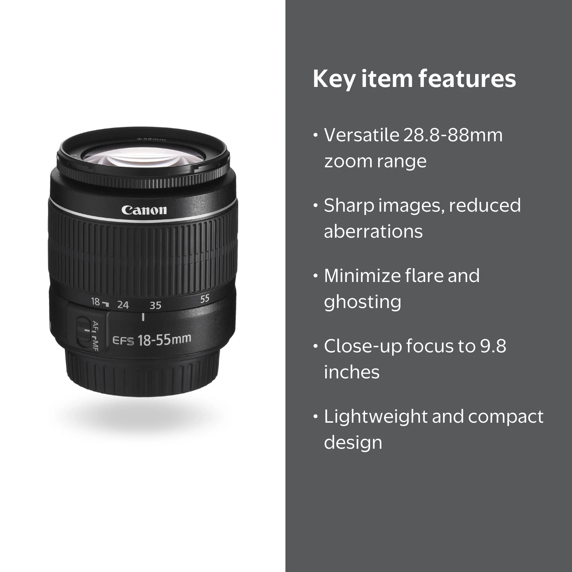Canon EF-S 18-55mm f/3.5-5.6 III Compact Standard Zoom Camera Lens