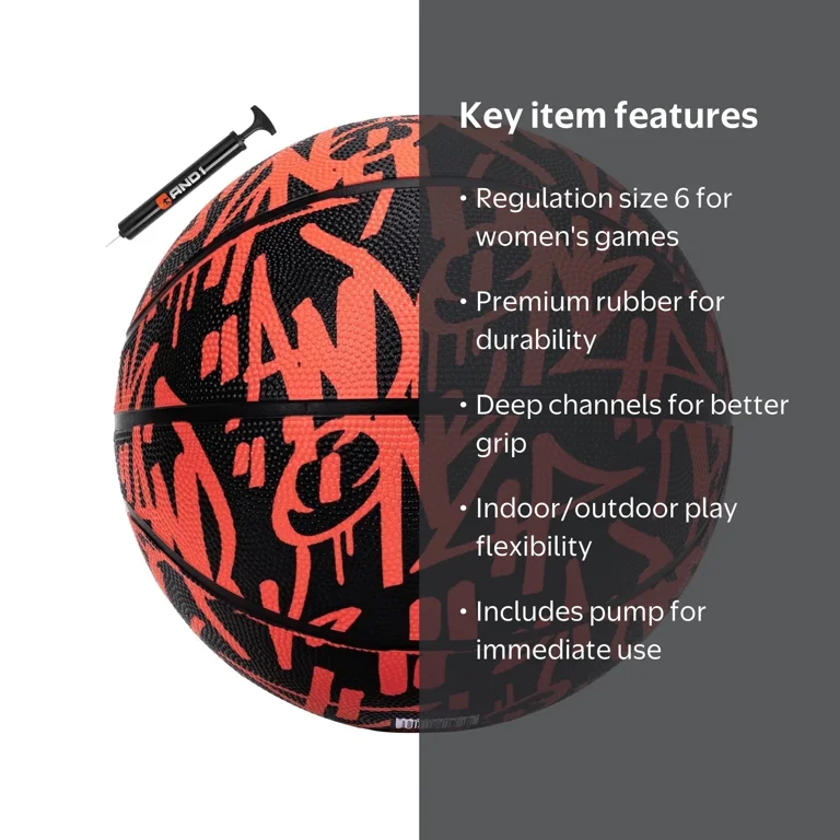 AND1 Fantom Graffiti Rubber Basketball, Size 6 (28.5