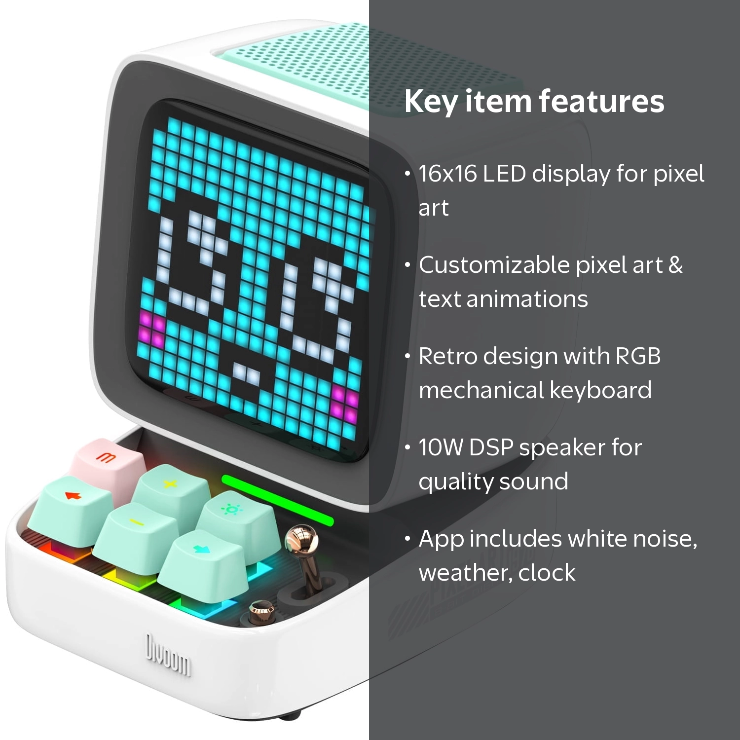 Divoom Ditoo Pixel Art Bluetooth Speaker with 16x16 LED and RGB