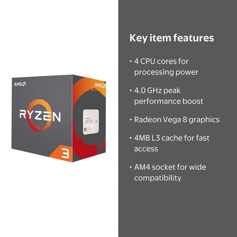 AMD Ryzen 3 3200G 4-Core 4.0 GHz AM4 Processor with Radeon Vega 8
