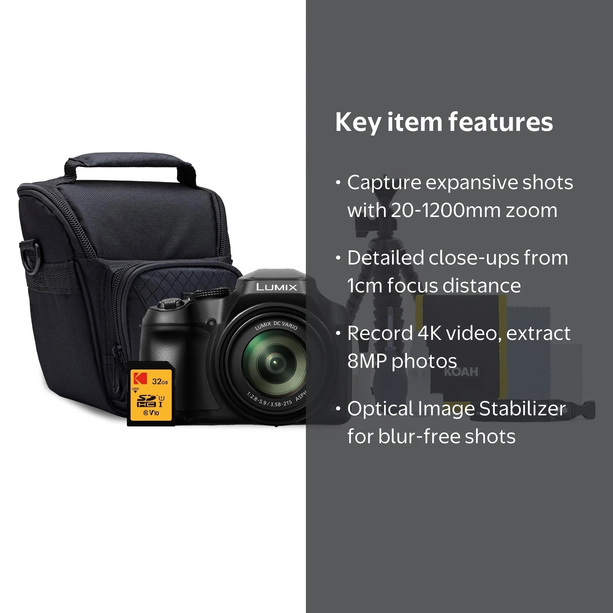 Panasonic LUMIX FZ80D 20-1200mm Zoom Lens Point and Shoot Compact