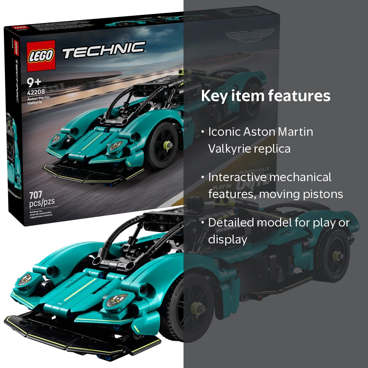 LEGO, Technic Aston Martin Valkyrie Toy Car, 42208, 707 Pieces