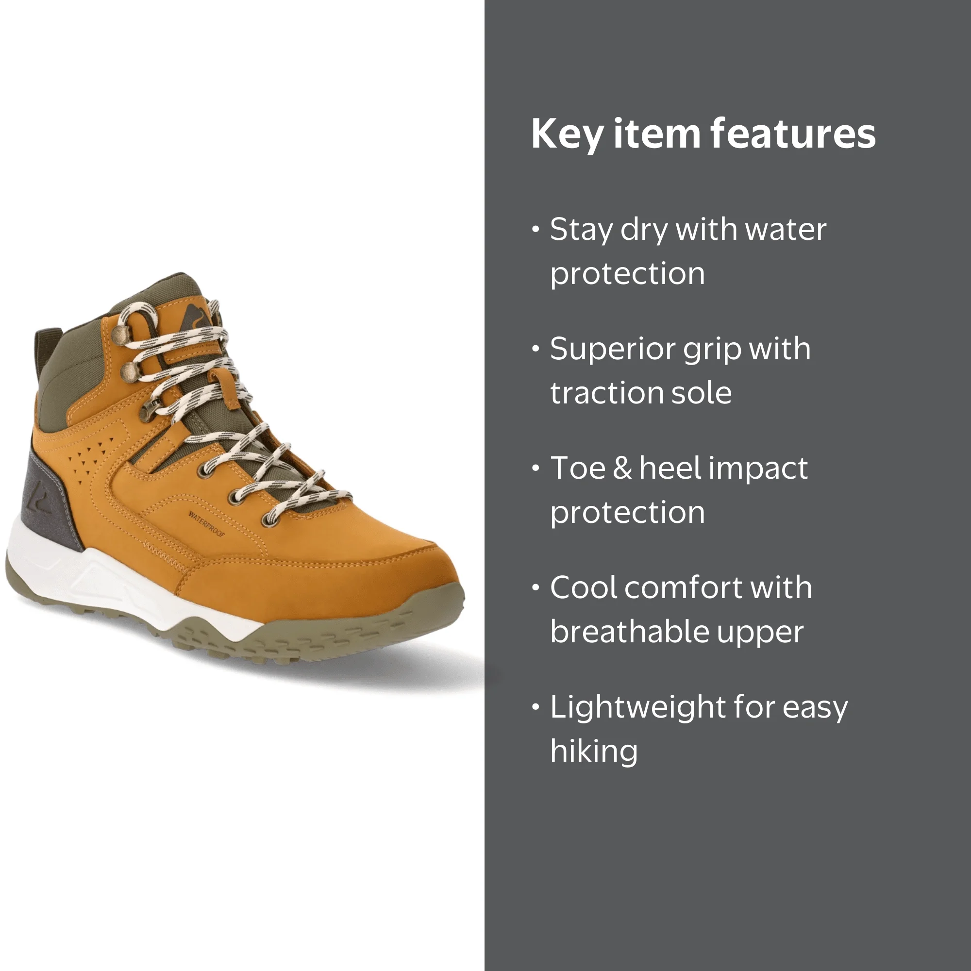 Ozark Trail Mens Sport Hiker Waterproof Hiking Boots Wheat Tan Leather Shoes 9.5 Free Shipping! Ozark Trail Men main image 2