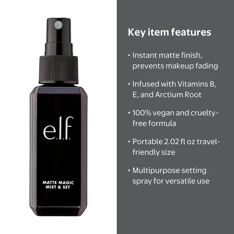 e.l.f. Cosmetics, Matte Magic Mist & Set, 2.02 fl oz, Travel Size