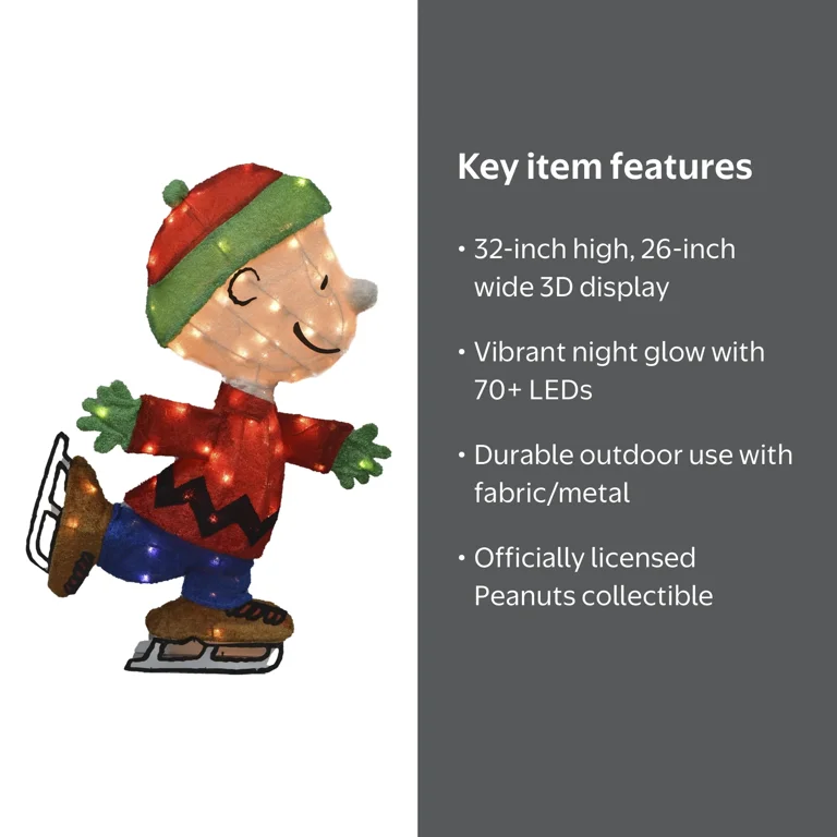 ProductWorks, 32INCH Skating Charlie Brown Peanuts 3D LED Decor