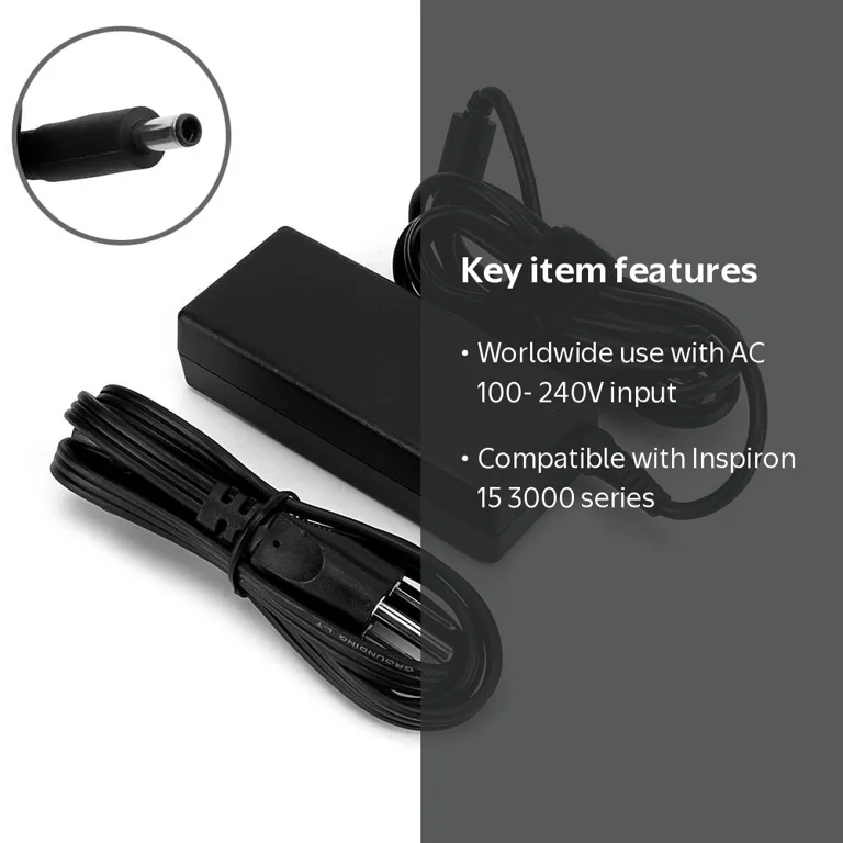 Genuine Dell Power Adapter Charger Compatible with Inspiron 15
