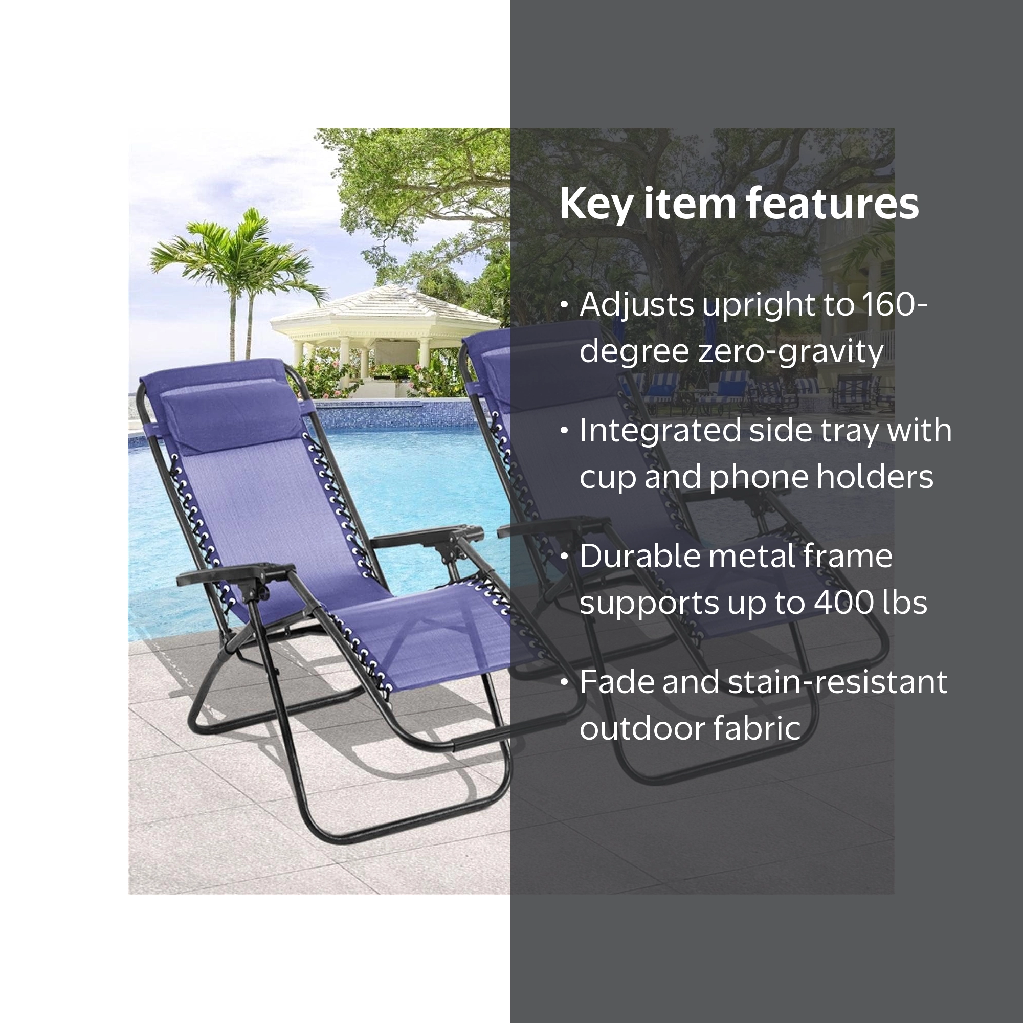 SIMENMAX, Chair Set of 2, Adjustable Headrest, Blue - Walmart.com