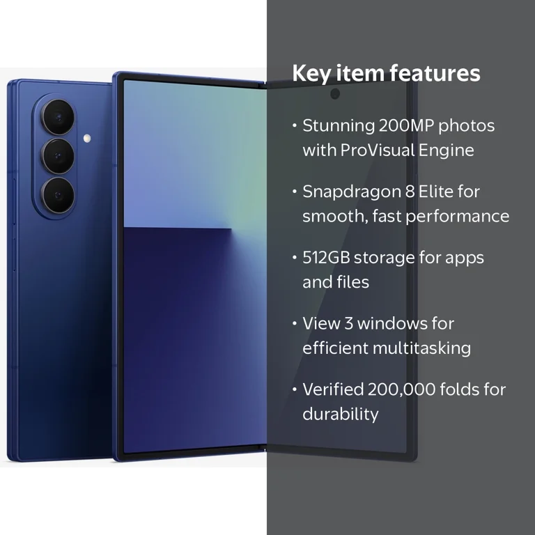 Samsung, Galaxy Z Fold7 Smartphone, 512GB, Blue Shadow - Walmart.com