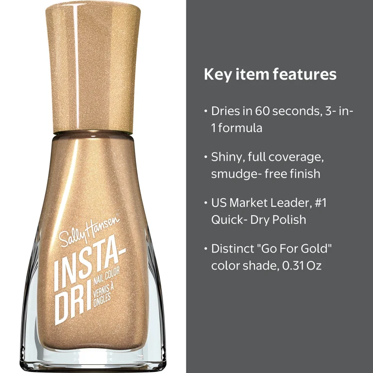 Sally Hansen, Nail Polish, Insta-Dri Go For Gold 0.31 Oz, Quick