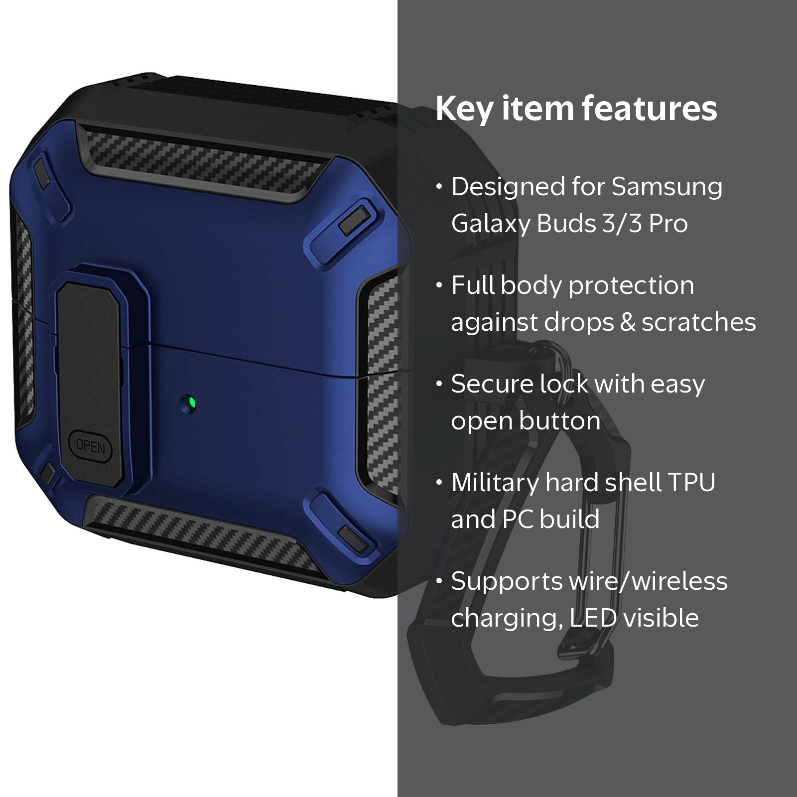 Dteck for Samsung Galaxy Buds 3 Case / Buds 3 Pro Case with Secure