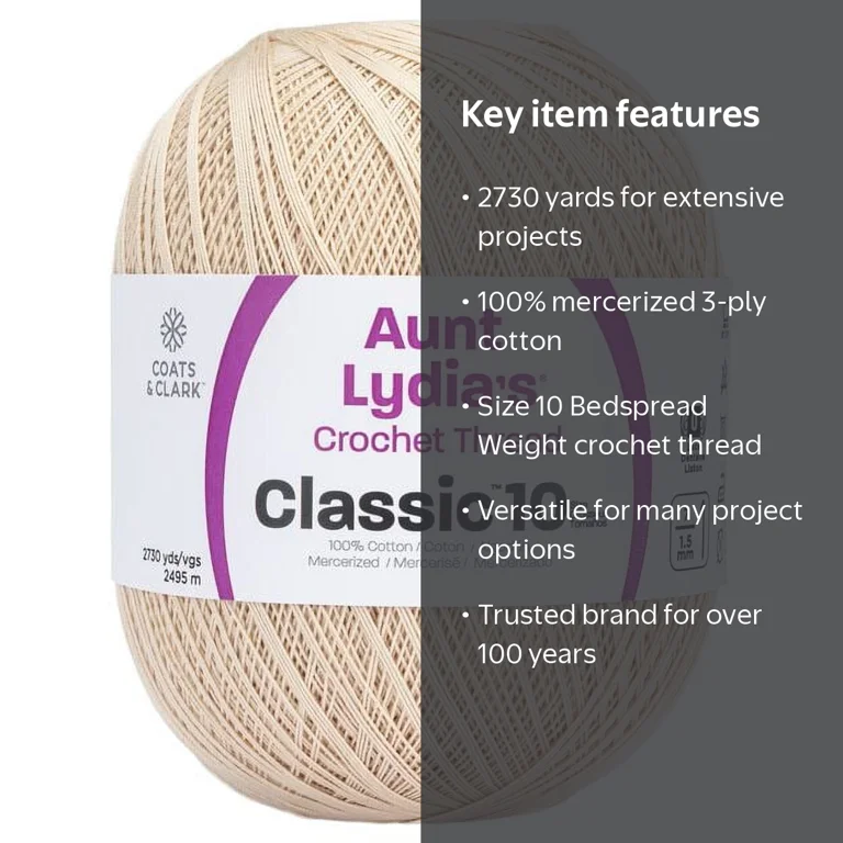 Aunt Lydia's¬Æ Classic‚Ñ¢ Natural Crochet Thread, 2730 Yards Size