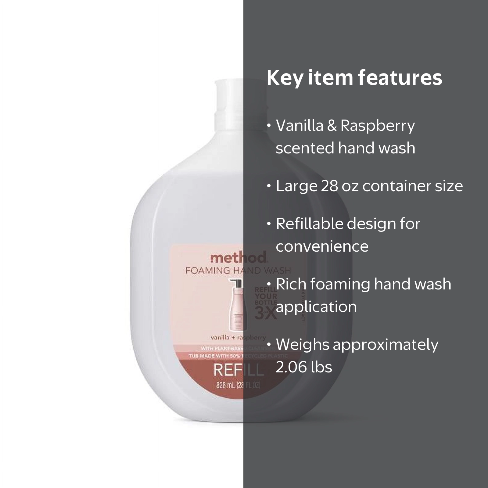 method Vanilla Raspberry Foam Hand Wash, 28 oz Refill