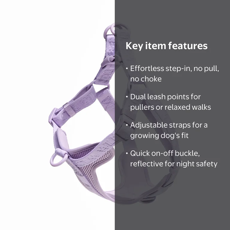 Wild One Adjustable Cushioned Step-In Dog Harness, Lilac, Medium