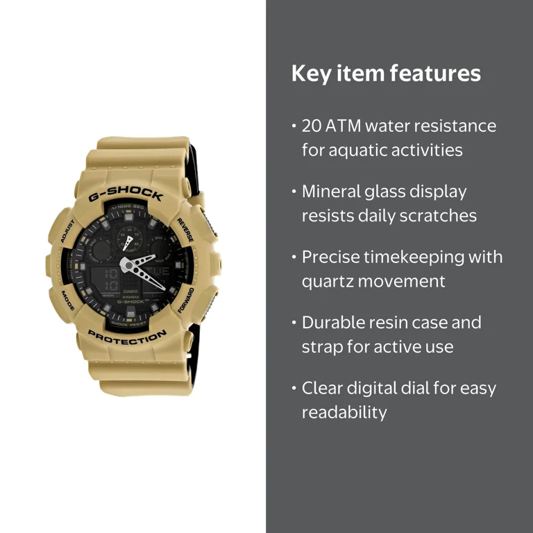 Casio Men's G-Shock GA100L-8A Tan Silicone Japanese Quartz Sport