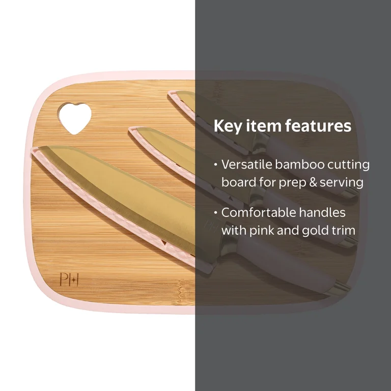 Paris Hilton 7-Piece Reversible Bamboo Heart Cutting Board and