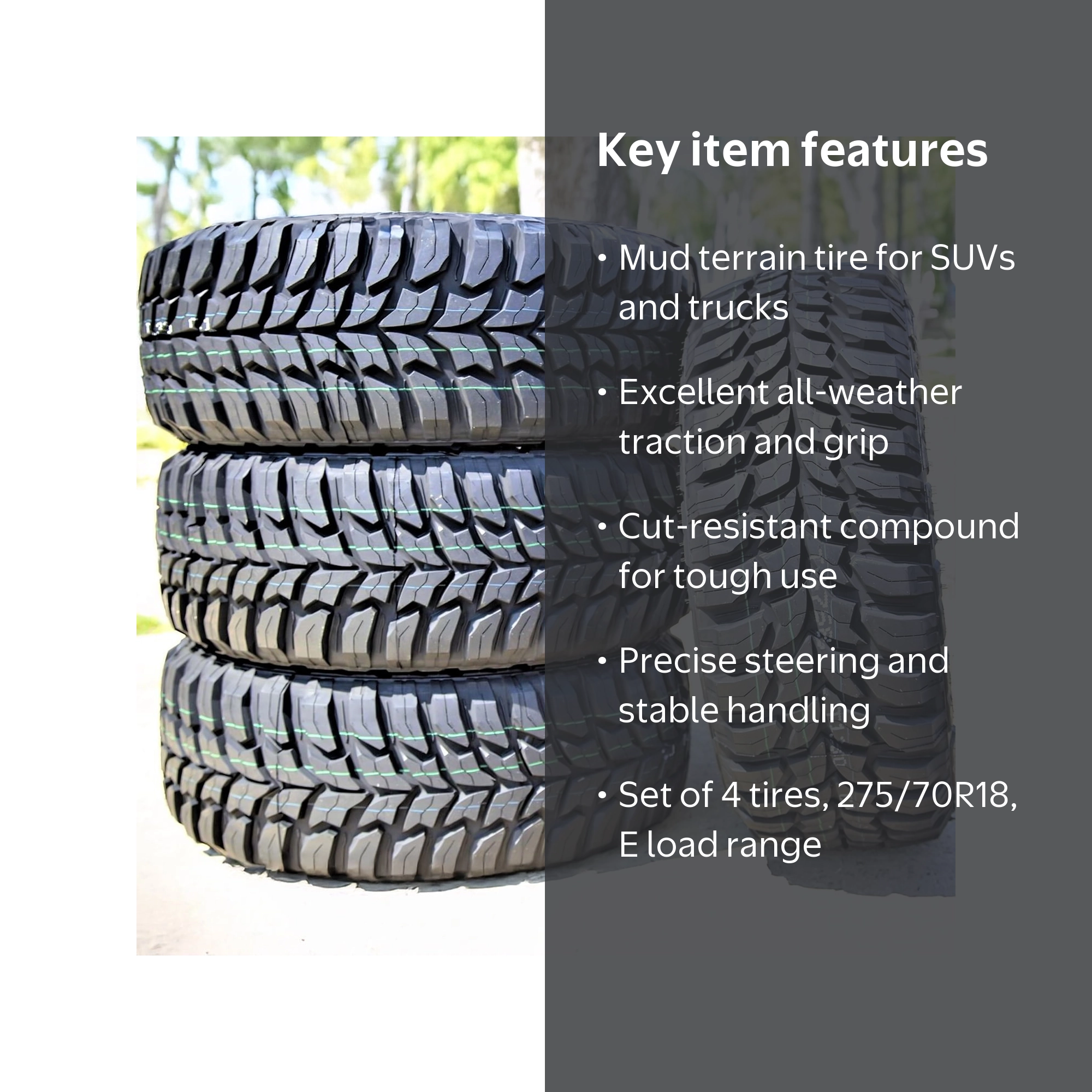 Linglong Crosswind M/T Mud Terrain Tires, LT 275/70R18, Load E 10