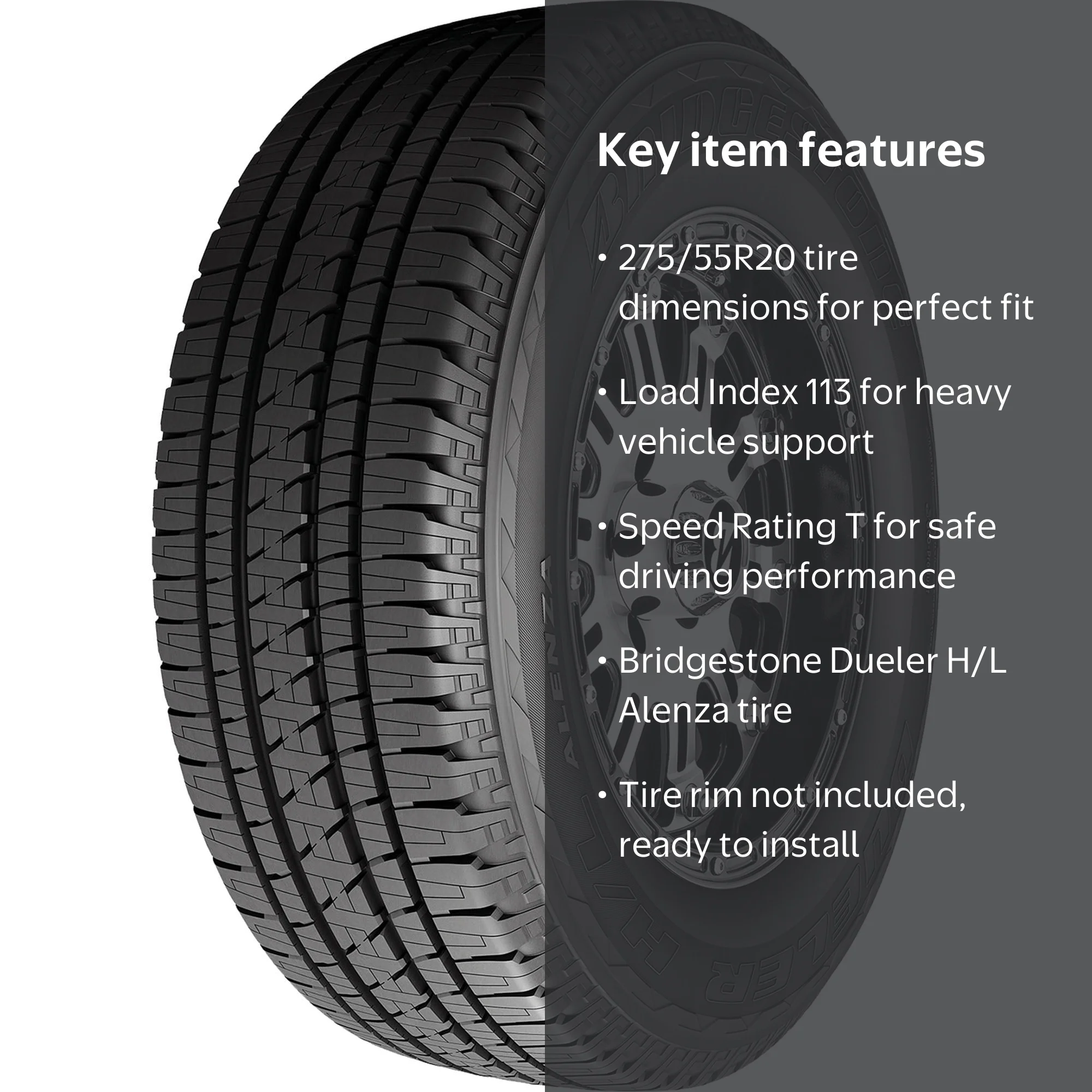 Bridgestone Dueler H/L Alenza 275/55R20 113T BSW - Walmart.com