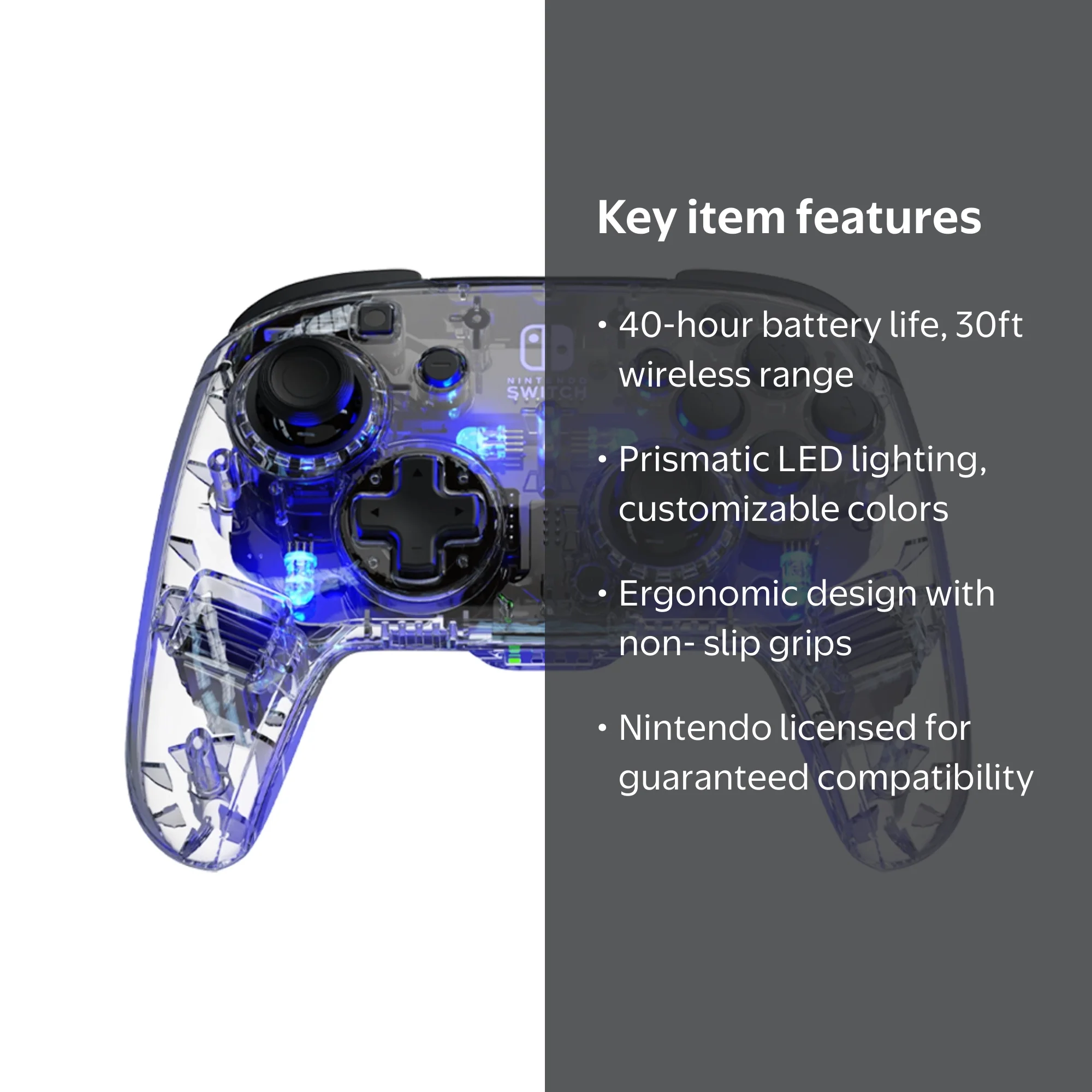PDP, Wireless Controller, for Nintendo Switch, Afterglow Prismatic