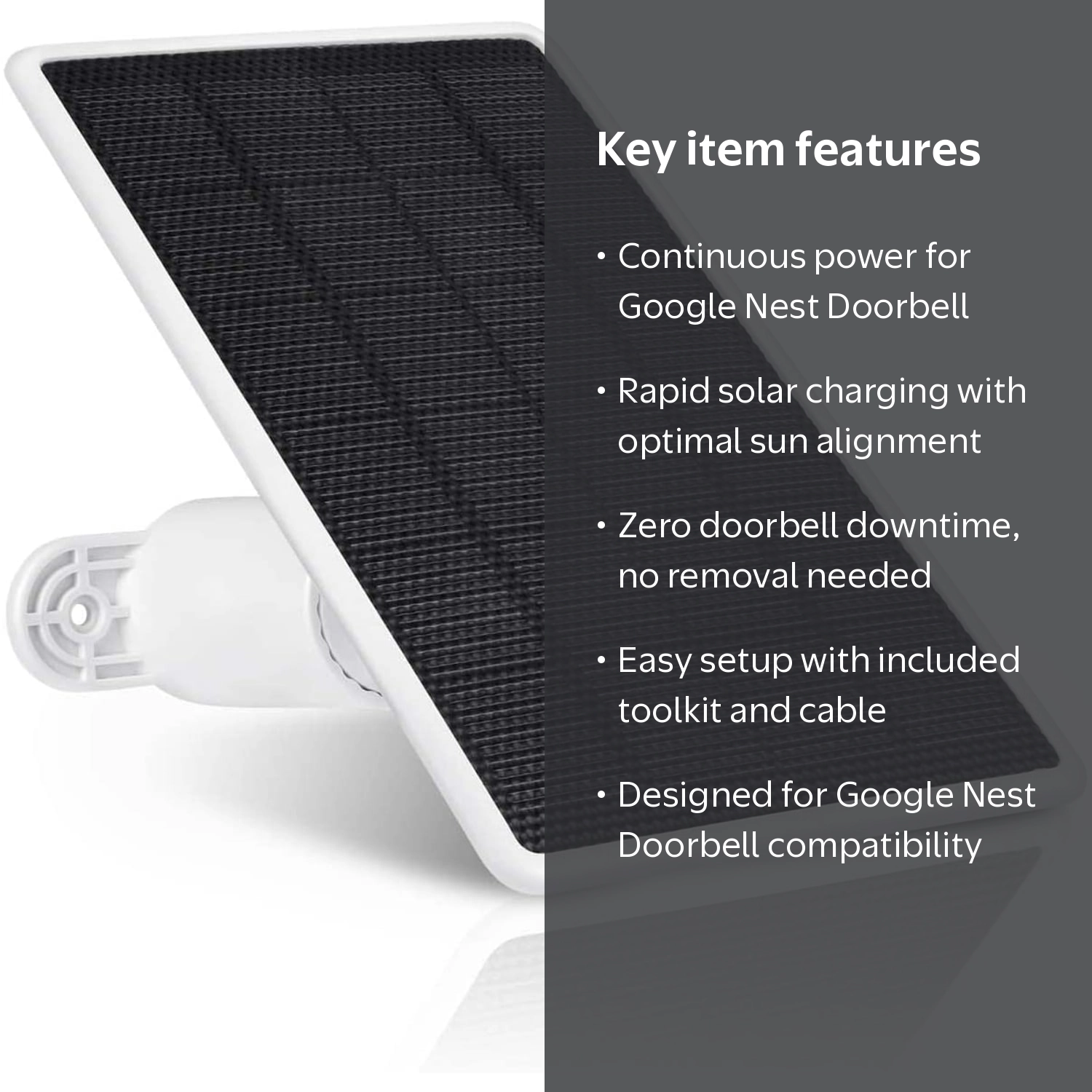 Wasserstein Solar Panel for Google Nest Doorbell, Made for Google