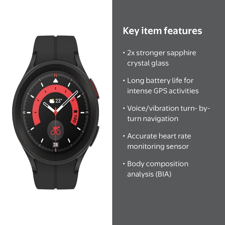 Samsung, Smart Watch, 45 mm, Bluetooth, Black Titanium - Walmart.com