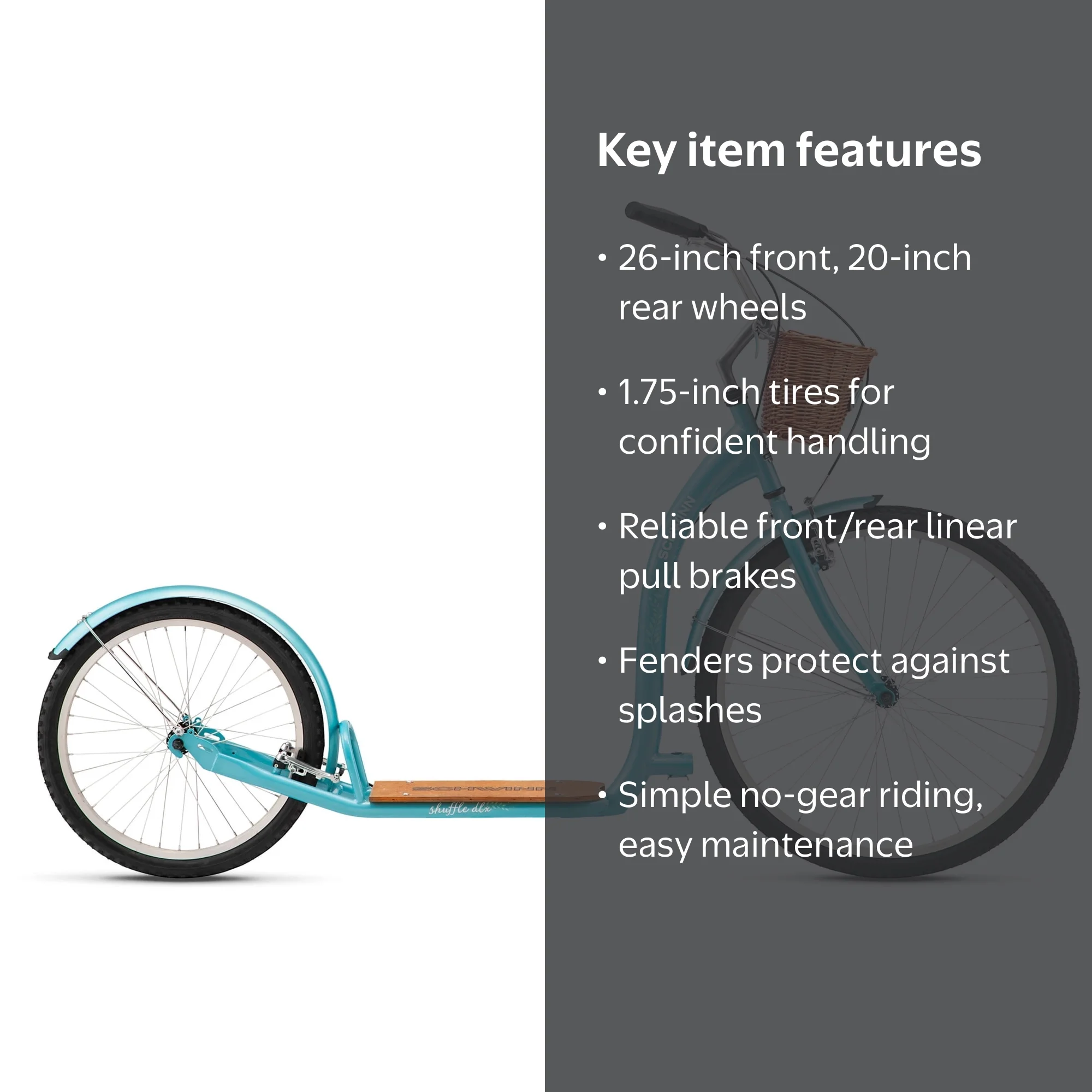 趣味・スポーツ・実用 Brightly, Splendidly WONHO Schwinn Shuffle Deluxe Adult Kick Scooter, 26 Inch Front Wheel and