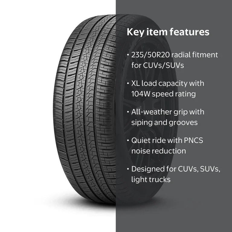 Pirelli, SUV Crossover Tire, 235/50R20 104W XL, All Season