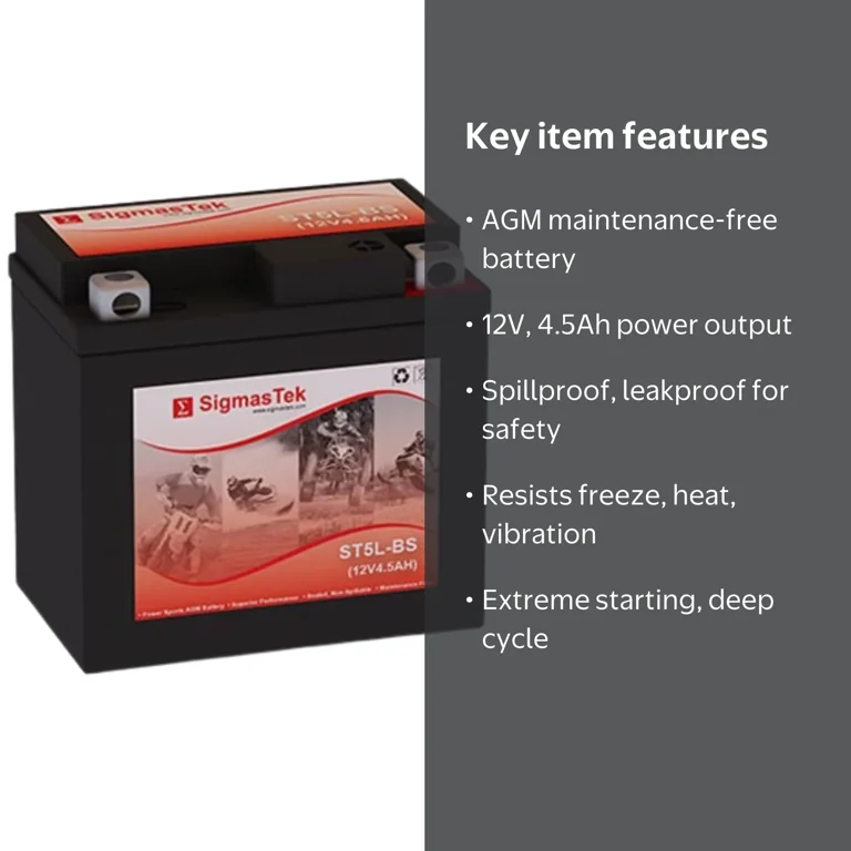 SigmasTek Extreme Battery XTAX5L-BS 12V 4.5 Ah AGM motorcycle
