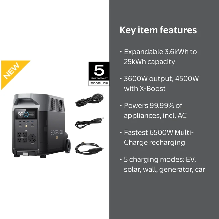EF EcoFlow DELTA Pro Portable Power Station 3600Wh, 4500W X-Boost