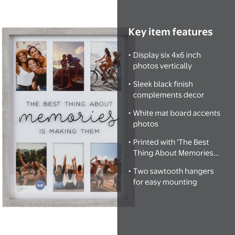 Mainstays 15x20 6-Opening Sentiment Collage Frame in Black for 4x6
