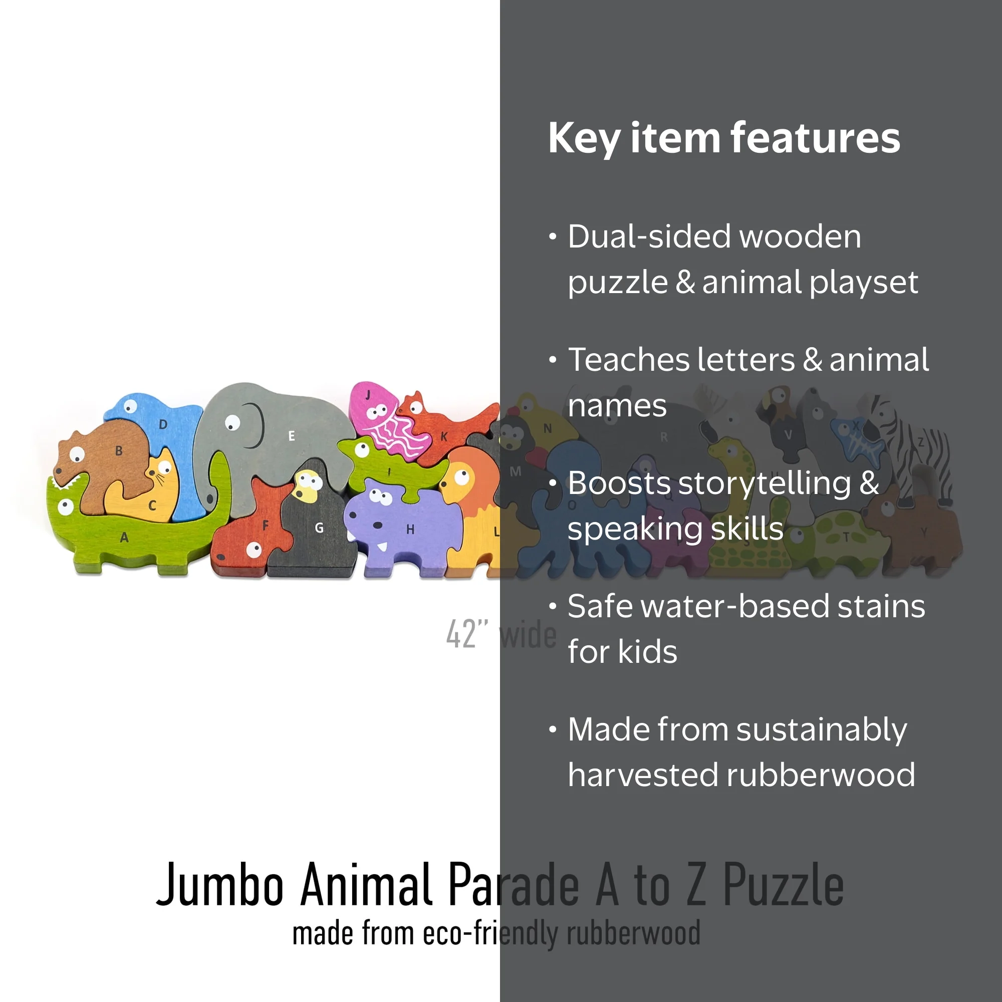 Begin Again Toys Jumbo Animal Parade A to Z Puzzle Playset