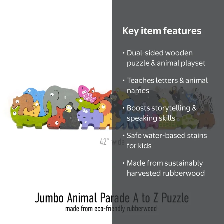 Begin Again Toys Jumbo Animal Parade A to Z Puzzle Playset