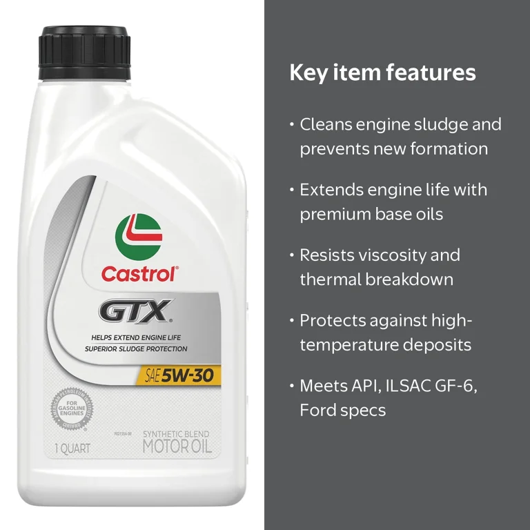 Castrol GTX 5W-30 Synthetic Blend Motor Oil, 1 Quart - Walmart.com