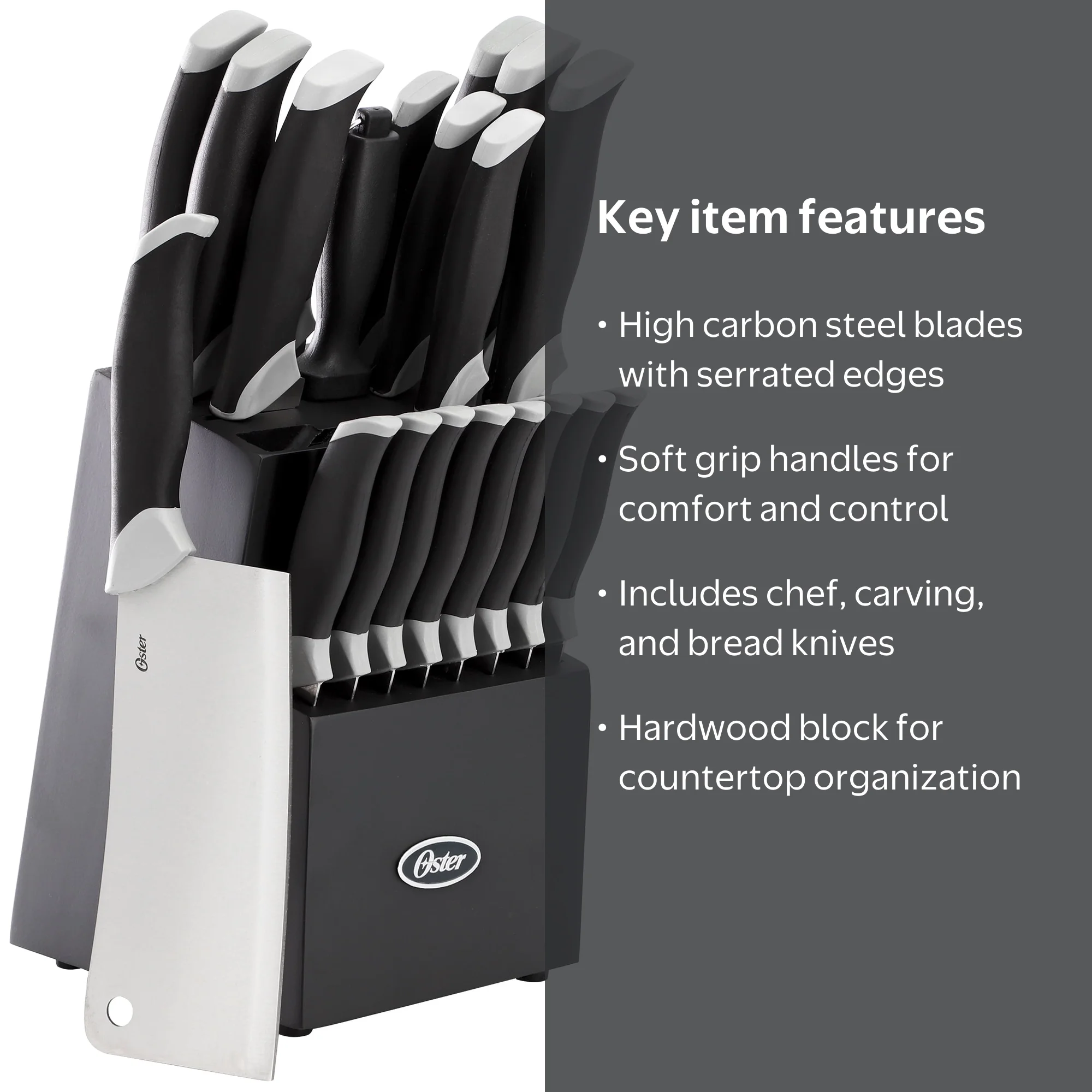 Oster Lindbergh 22 Pc Stainless Steel Cutlery Set with Storage