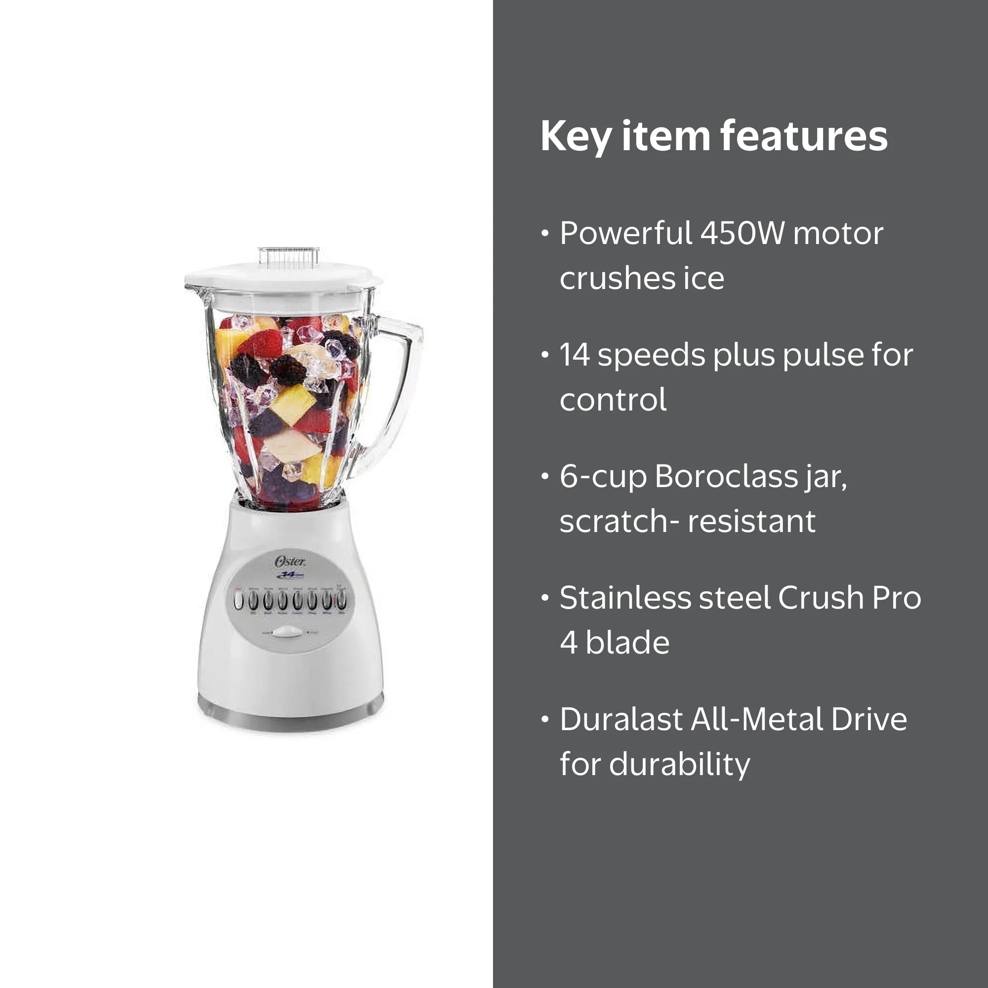 Oster Accurate Blend 450 W 6-cup 14-Speed Blender, White - Walmart.com