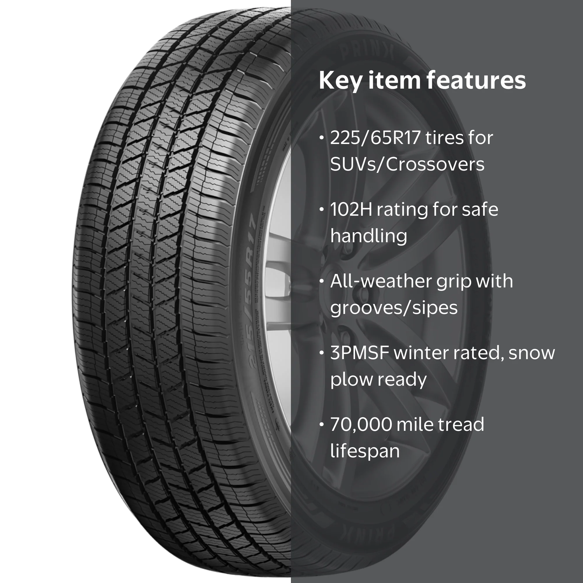 Prinx HiSeason 4S HS1 All Season 225/65R17 102H SUV/Crossover Tire