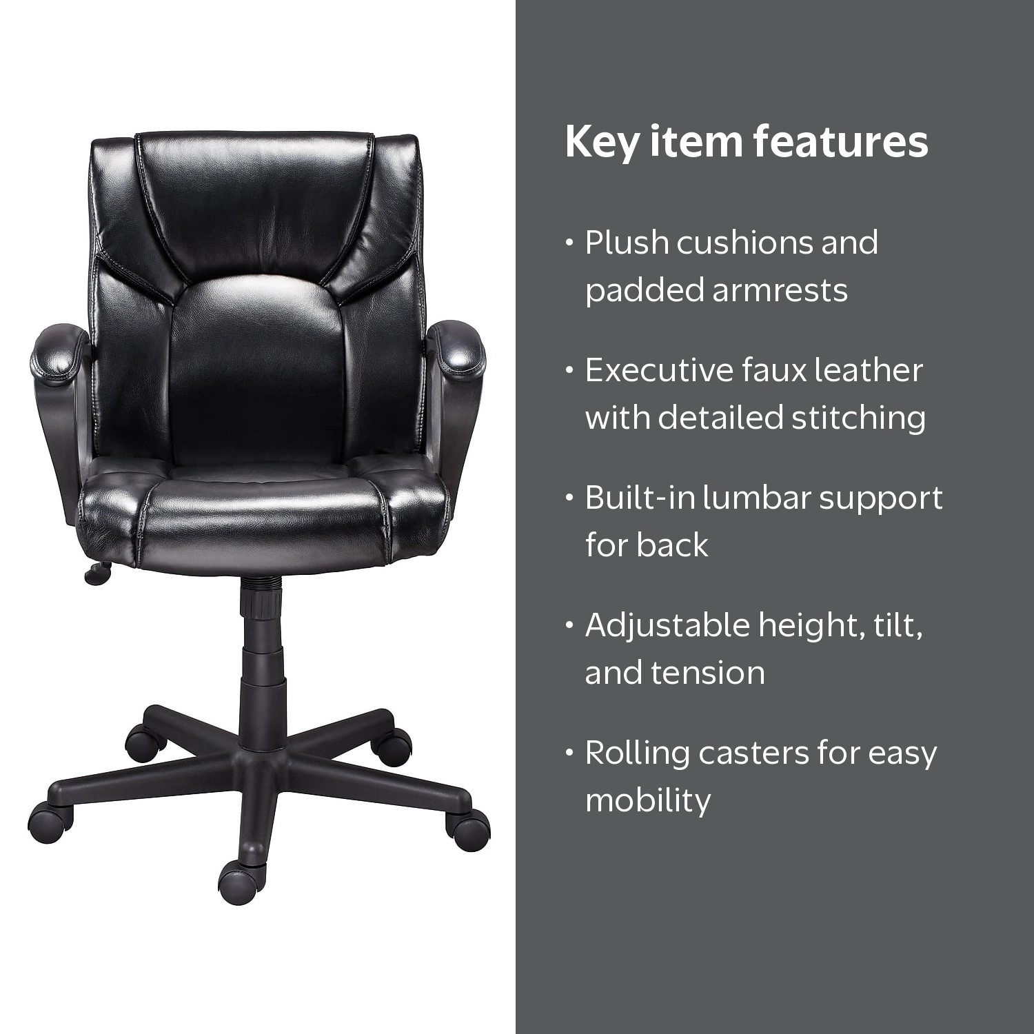 Staples Montessa II Luxura Managers Chair Black 272067 - Walmart.com