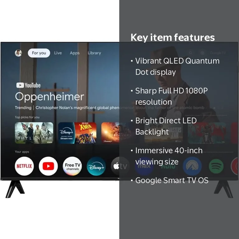 TCL 40Q3K 40 inch Class Q3K Series 1080P FHD QLED Smart Google TV