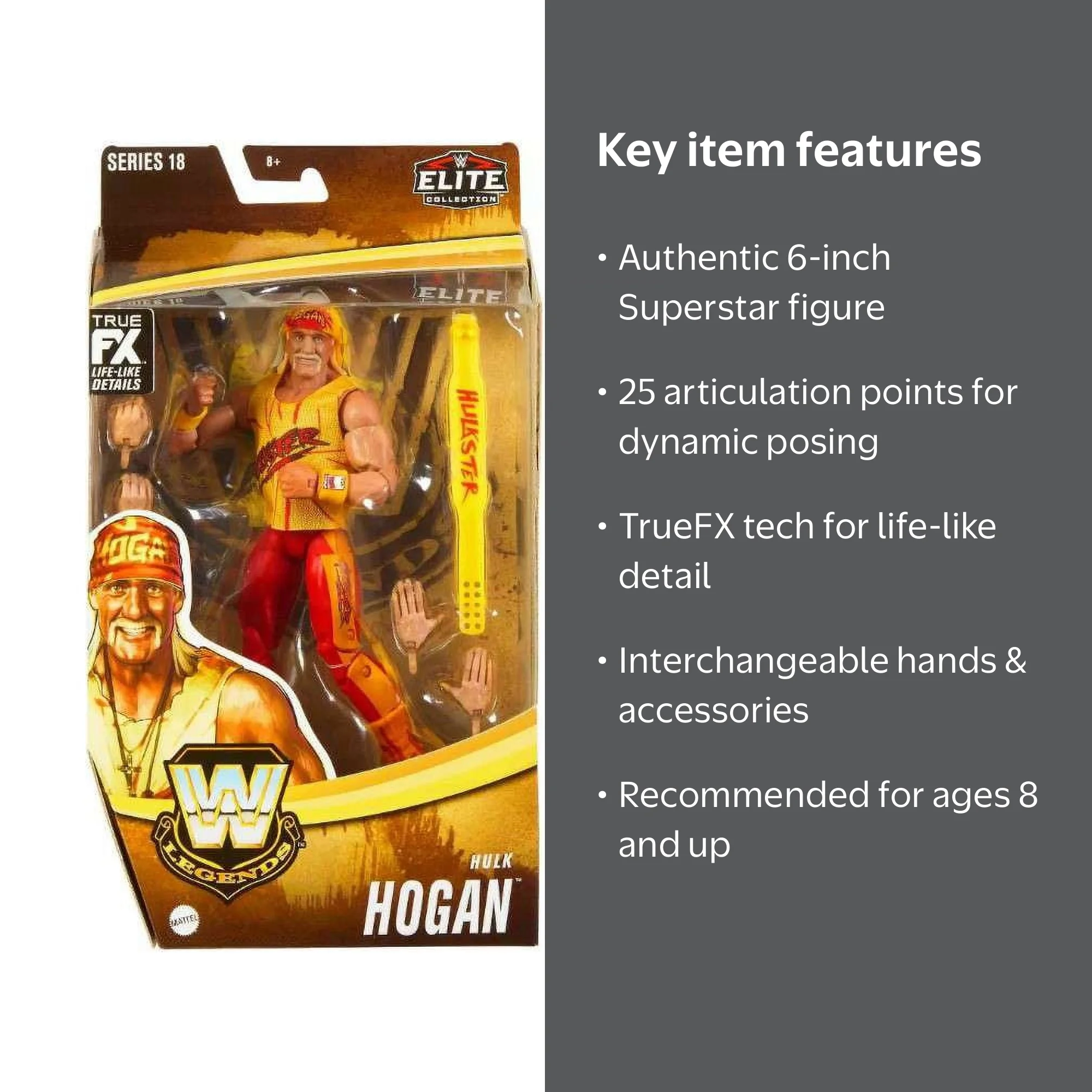 Mattel WWE Legends Series 18 Hulk Hogan Action Figure, 6 inch