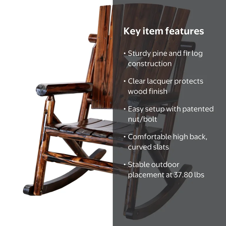 Leigh Country TX 93615 Char-Log Adult Wood Outdoor Rocker with