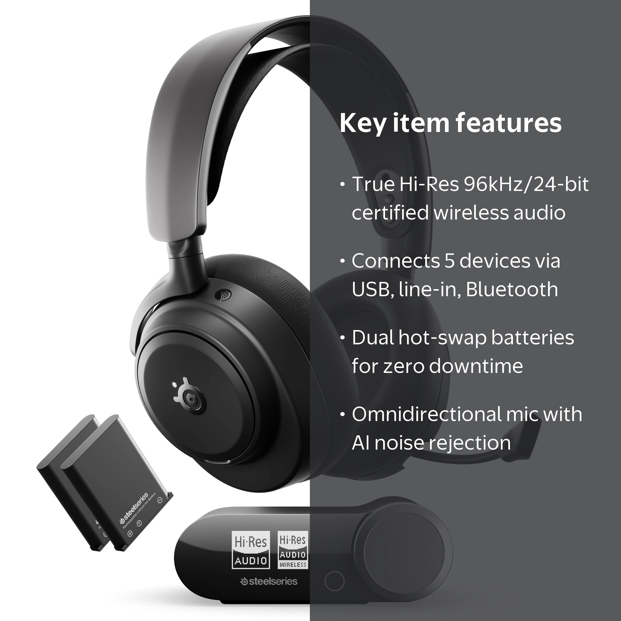 SteelSeries Arctis Nova Pro Omni Wireless Gaming Headset, Black